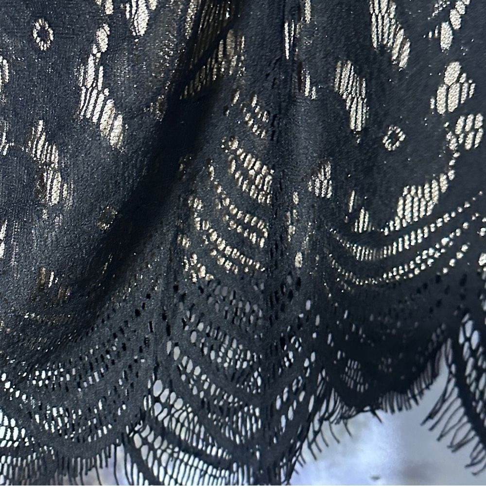 Black and Gold Lace Dress With Lace 3/4 Bell Sleeve New With Tags XS - Picture 11 of 16
